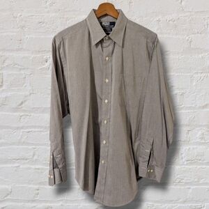 Polo Ralph Lauren Andrew Button Up Long Sleeve Grey Dress Shirt 15 1/2